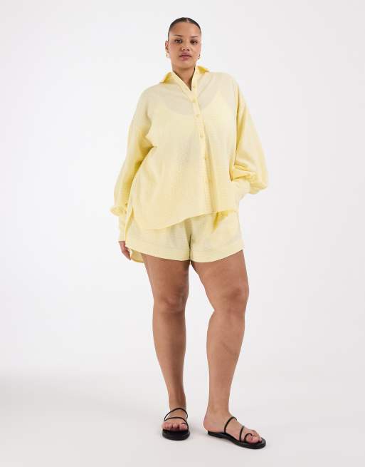ASOS DESIGN Curve – Hemd mit Vichy-Karos in Gelb, 4 von 4