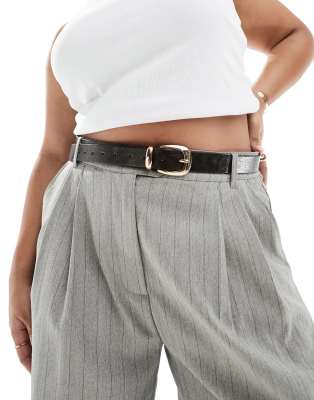 ASOS DESIGN Curve - Heup- en tailleriem voor jeans in donkerbruin met wassing 