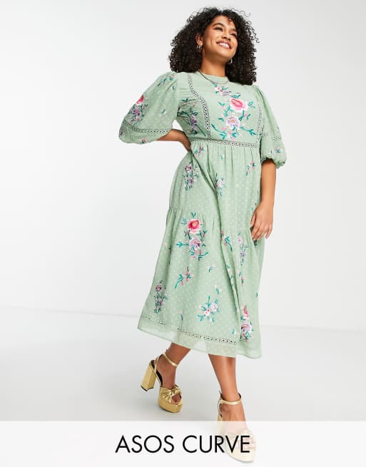 Asos edition maternity embroidered floral clearance maxi dress in dobby spot