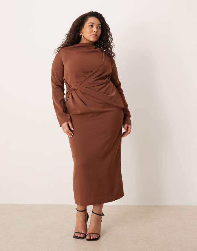 curve brown dress ASOS - Maxi - Women - Elastomultiester - 16 US t shirt Dress Blues - song Size:14EEE 44 Waist