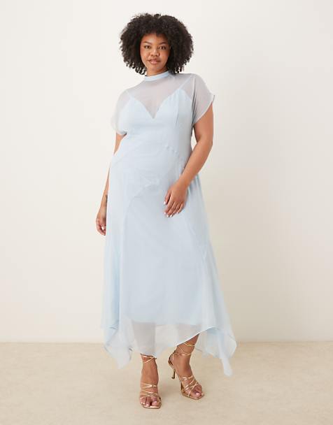 plus size light blue dress Capreze Ladies Long Sleeve Maxi Dresses Swing V Neck 5XL which has internal boning to provide a tight hold through the torso Baltic Born Womens Layla Tulle