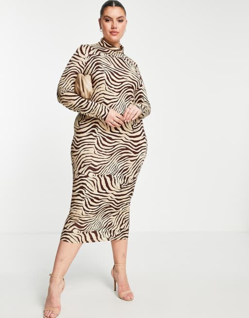 Tiger high neck midi hot sale dress