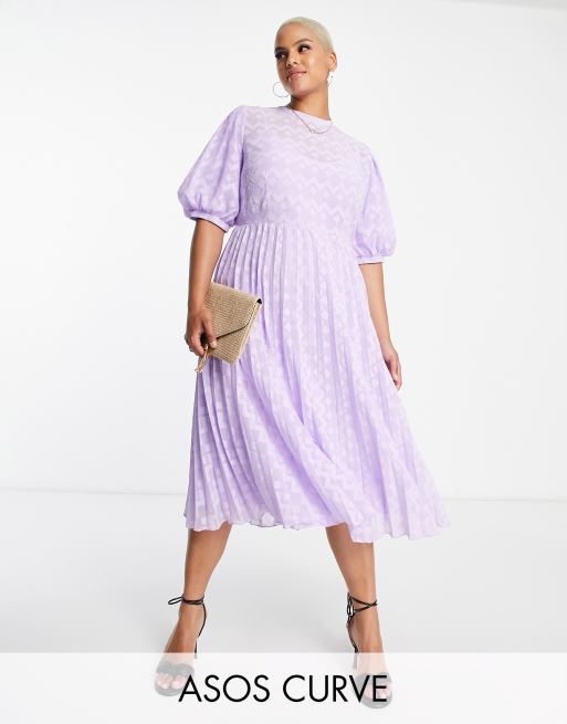 Lavender midi dress with sleeves sale