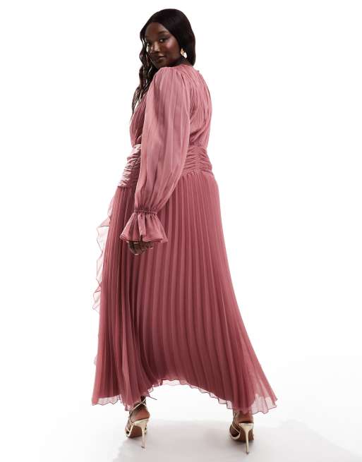asos design high neck ruched belt detail maxi dress ASOS DESIGN high neck ruched belt detail maxi dress in chocolate
