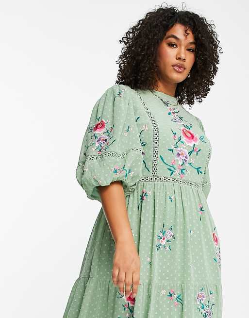 Asos curve hot sale embroidered dress