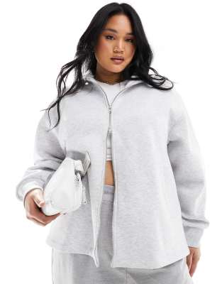 ASOS DESIGN Curve high neck zip up sweat in grey