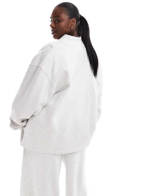 ASOS DESIGN Curve high neck zip up sweatshirt in heathered ice