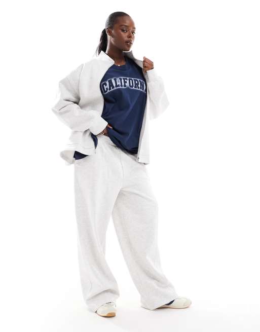 ASOS DESIGN Curve high neck zip up sweatshirt in heathered ice