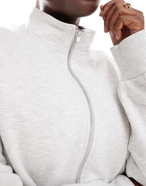 ASOS DESIGN Curve high neck zip up sweatshirt in heathered ice