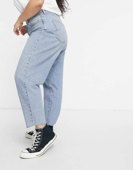 ASOS DESIGN Curve high rise balloon boyfriend jeans in lightwash