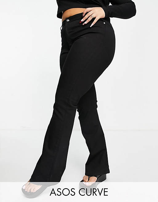 Women Curve high rise 'lift and contour' flare jeans in black 