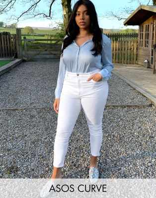 White jeans for curvy hot sale women