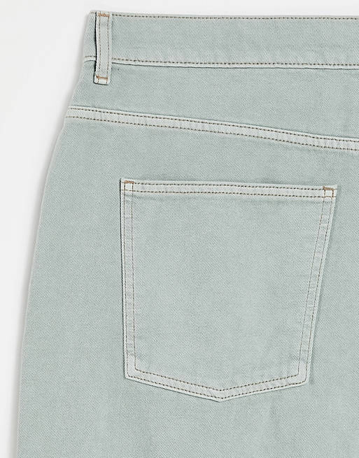 Jeans Curve high rise 'relaxed' dad jean in iceberg green with rips 