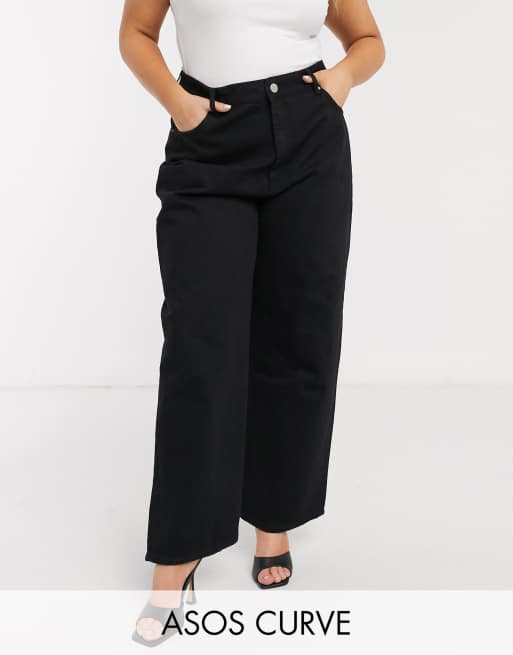 ASOS DESIGN Curve high rise 'relaxed' dad jeans in washed black