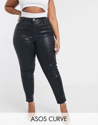 black coated jeans plus size