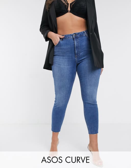 ASOS DESIGN Curve rise ridley jeans in mid blue | ASOS