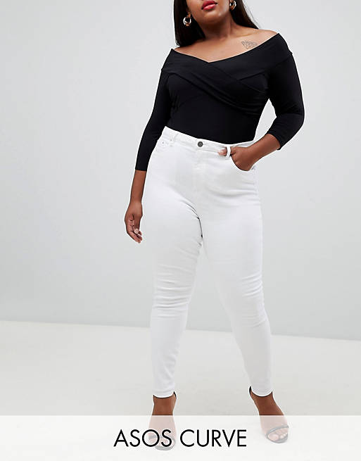 ASOS DESIGN Curve high rise ridley 'skinny' jeans in optic white
