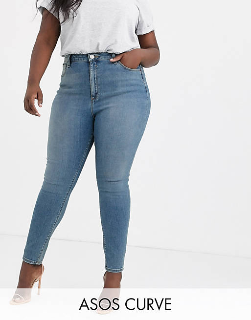 ASOS DESIGN Curve high rise ridley 'skinny' jeans in pretty mid stonewash