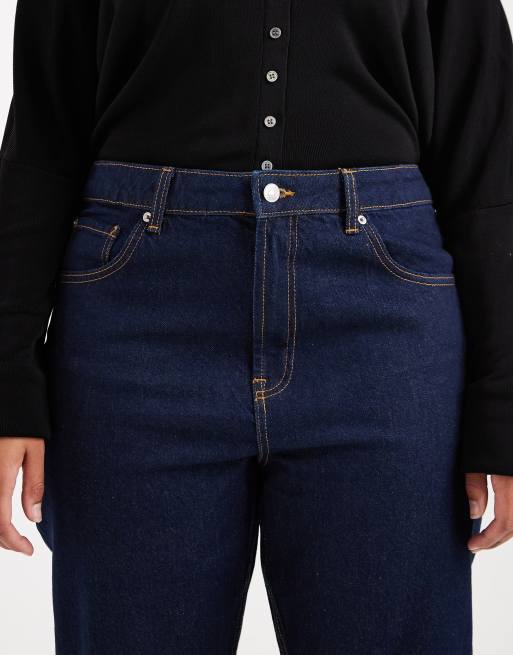 ASOS DESIGN Curve high rise slim straight leg jeans in rinse, 5 of 5