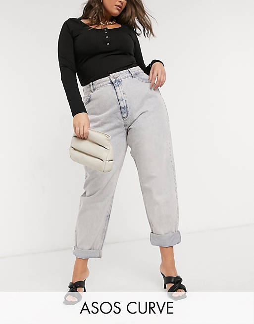 ASOS DESIGN Curve high rise 'slouchy' mom jeans in antique wash