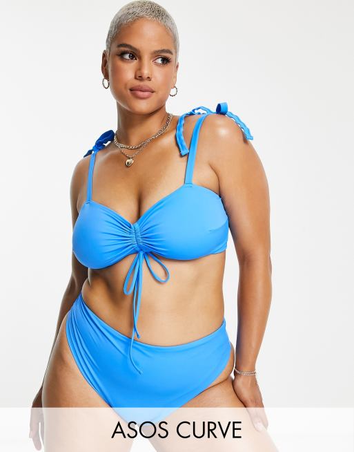 ASOS DESIGN Curve ruched front bikini in aqua blue ASOS