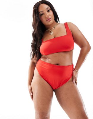 ASOS DESIGN Maya Curve high waist bikini bottom in red