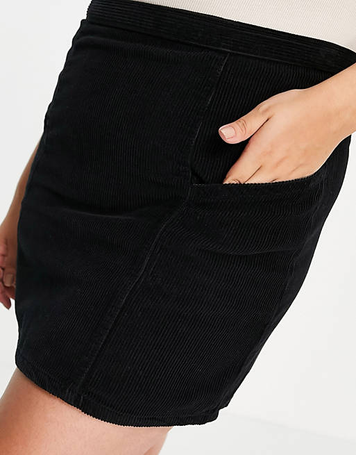 Skirts Curve high waist cord mini skirt in black cord 