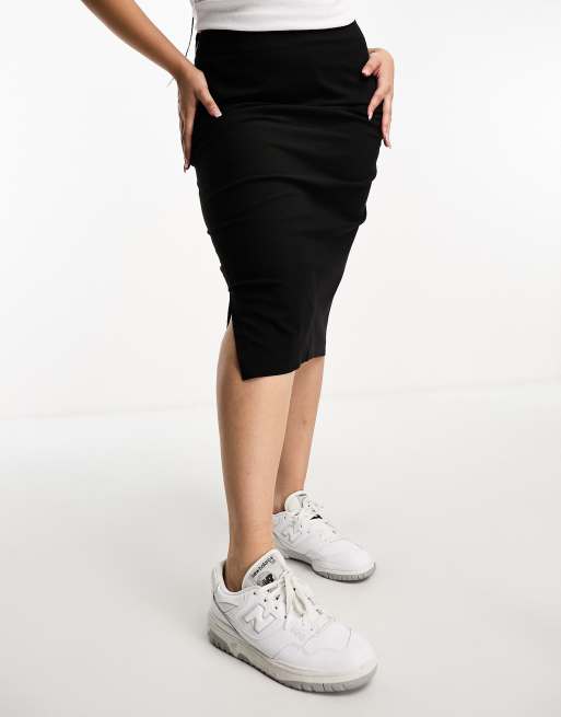 ASOS DESIGN Curve high waist midi pencil skirt in black ASOS