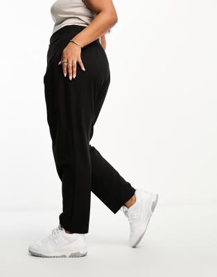 ASOS DESIGN Curve high waist seam detail tapered leg pants in black