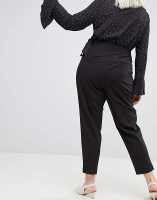 black high waisted tapered trousers