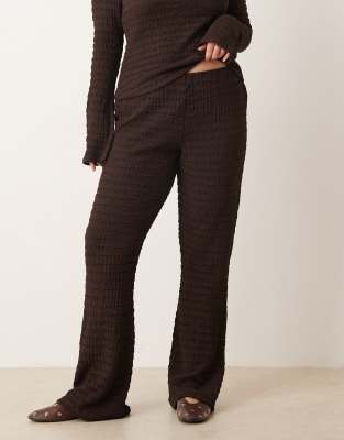 Asos Curve Asos Design Curve High Waist Textured Flare Pants In Burgundy