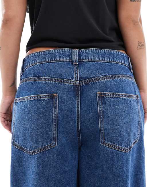 ASOS DESIGN Curve high waist wide leg jeans in midwash blue, 5 of 5
