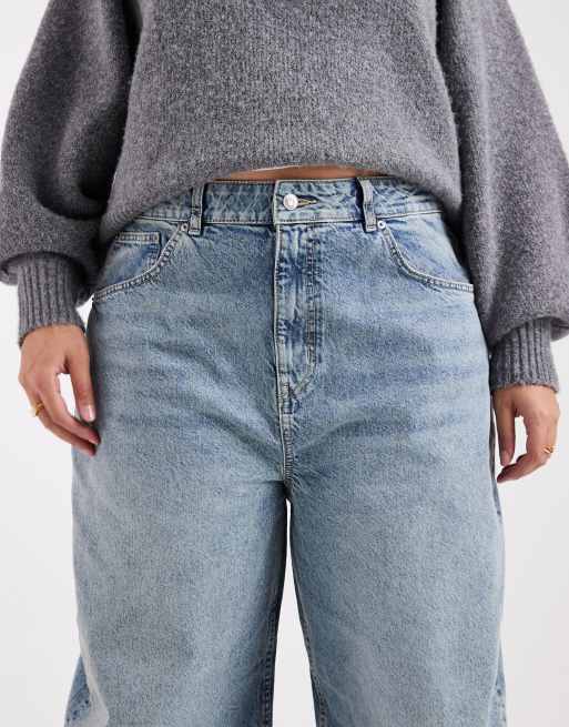 ASOS DESIGN Curve high waisted barrel jeans in pale vintage wash, 5 of 5