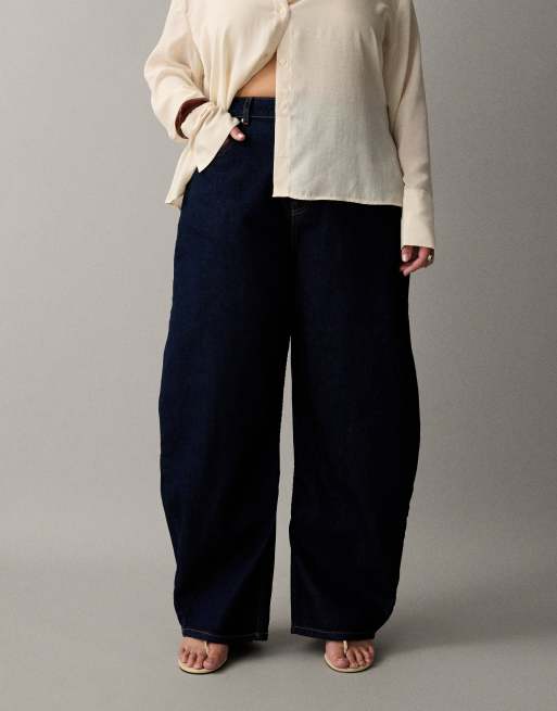 ASOS DESIGN Curve high waisted barrel leg jeans in rinse wash, 3 of 7
