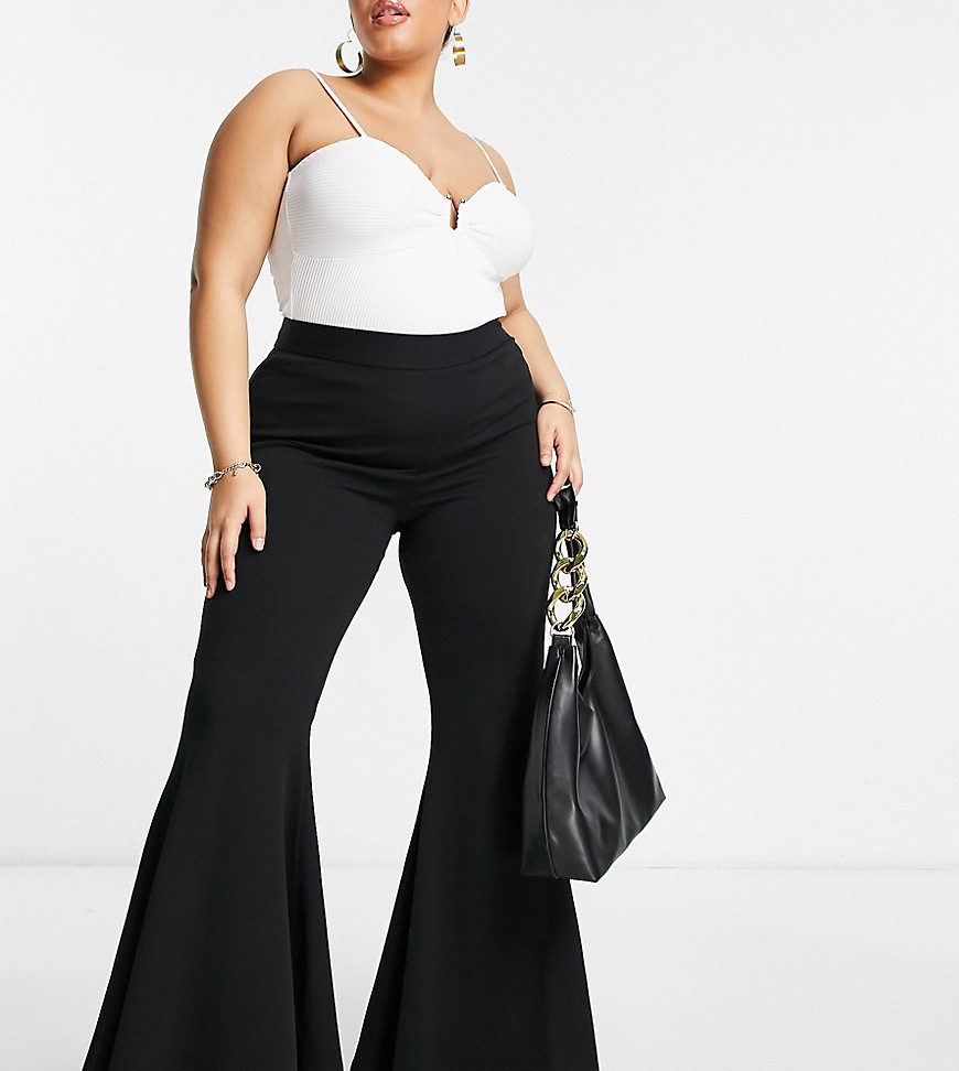 ASOS DESIGN Curve high waisted extreme flare in black