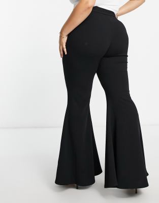 ASOS DESIGN Curve high waisted extreme flare in black