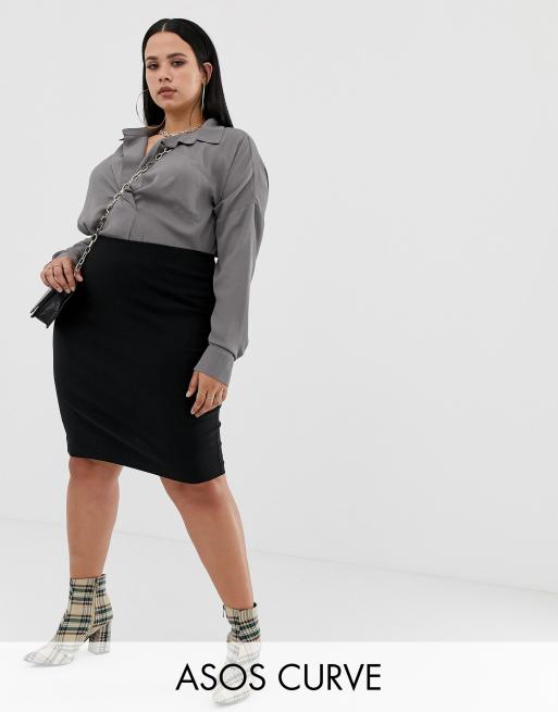 ASOS DESIGN Curve high waisted pencil skirt