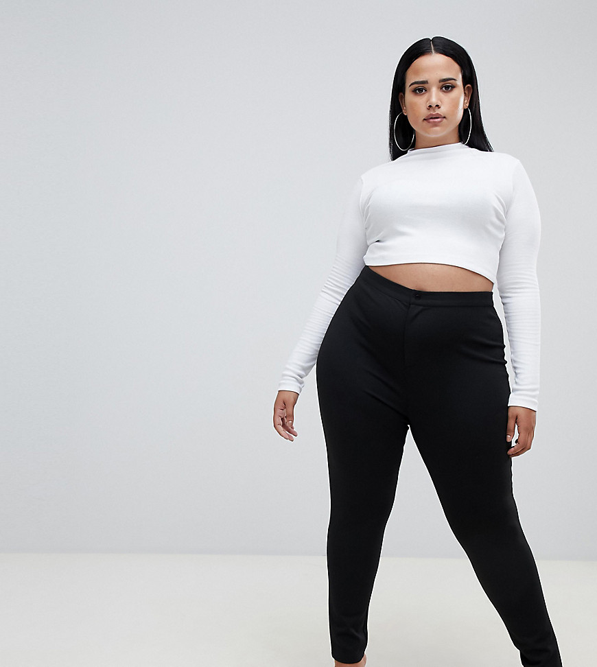 Plus-size treggings by ASOS DESIGN We love a clothing hybrid The comfort of leggings with the look of denim High-rise waist Functional back pockets Bodycon fit - holds you close