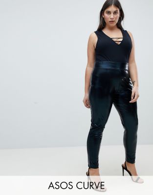 ASOS DESIGN Curve high waisted wet look leggings