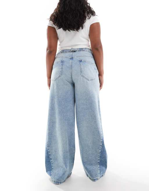 ASOS DESIGN Curve high waisted wide leg jeans with cinch and