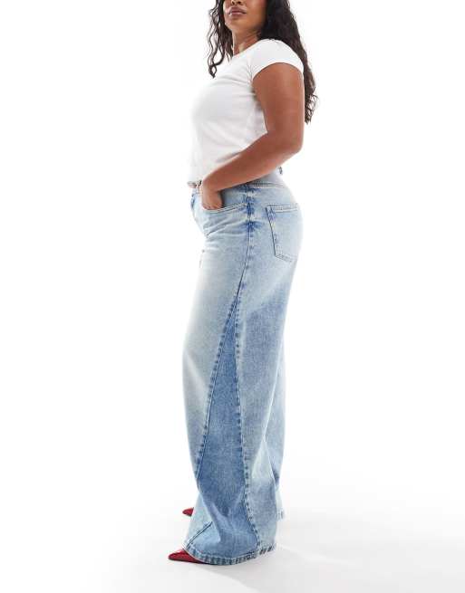 ASOS DESIGN Curve high waisted wide leg jeans with cinch and