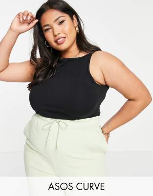 ASOS DESIGN Curve - Højhalset sort top