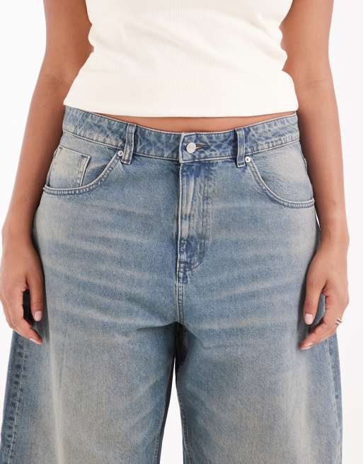 ASOS DESIGN Curve højtaljede barrel-leg jeans i vintagevask, 5 af 5