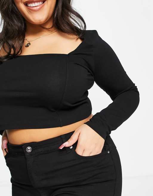ASOS DESIGN Curve - Højtaljede 'lift and contour'-jeans med svaj i sort, 3 af 4