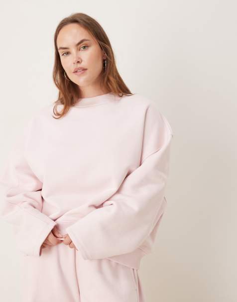 ASOS DESIGN Curve – Hochwertiges Oversize-Sweatshirt aus schwerem Stoff in Rosa mit Kokonärmeln, 500 g/m² - view 1
