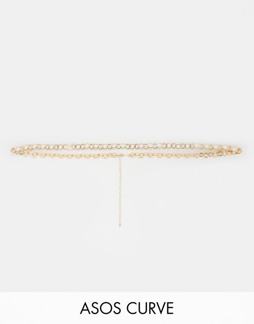 ASOS DESIGN Curve – Höft- och midjekedja med pärlor