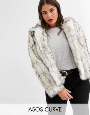 white hooded faux fur coat