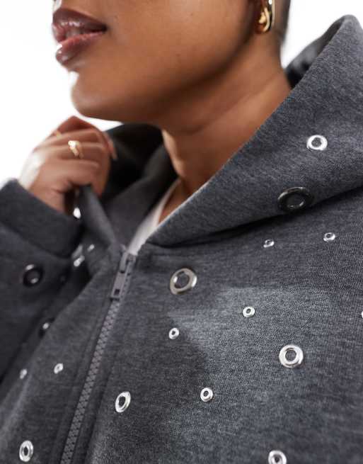 ASOS DESIGN Curve - Hoodie met ritssluiting en oogjes in grijs, 2 van 4