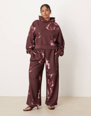 Asos Curve Asos Design Curve Hoodie With All Over Floral Design In Purple