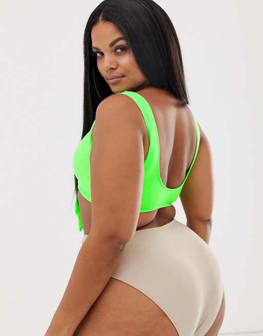 ASOS DESIGN Curve - Hoogsluitend bikinibroekje in minkroze, 2 van 4